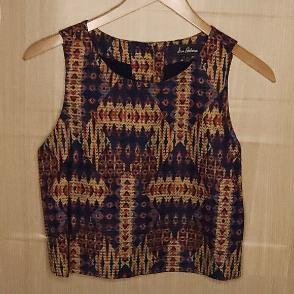 Sam Edelman Tops - Sam Edelman Southwestern Cropped Sleeveless Blue Top Medium